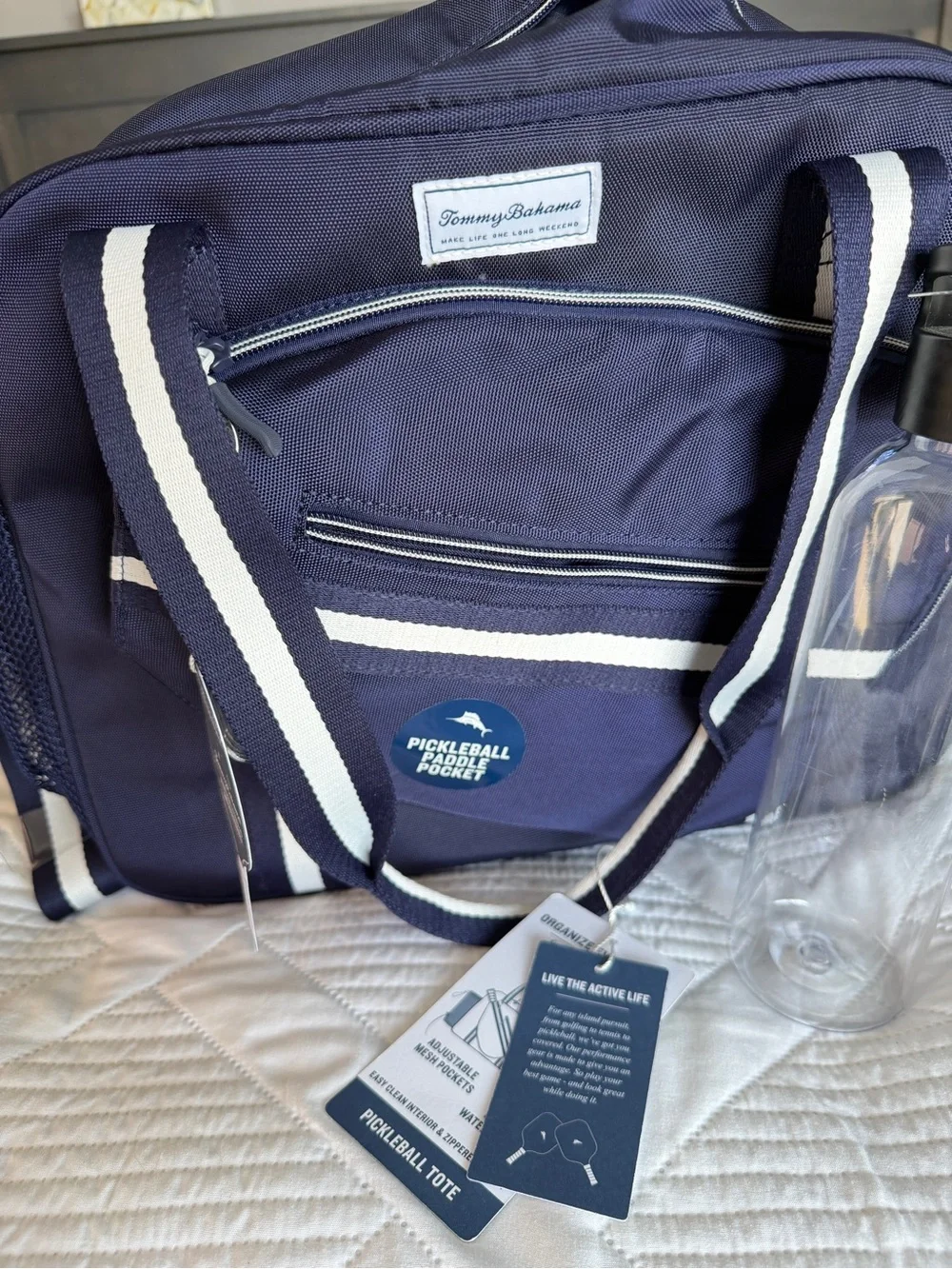 Navy Blue Pickleball Sports Tote Bag